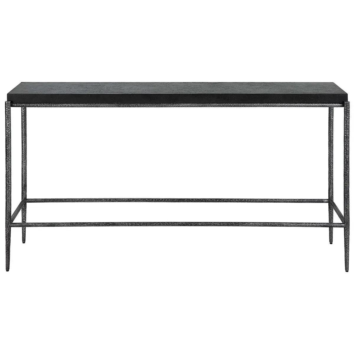 Crescendo Console Table - Hammered Metal & Black Concrete Top - Furniture, Indoor Furniture
