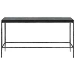 Crescendo Console Table - Hammered Metal & Black Concrete Top - Furniture, Indoor Furniture
