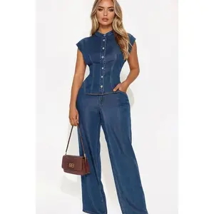 Olivia Wide Leg Pant Set - Denim T