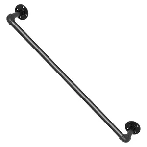VEVOR Pipe Stair Handrail,  , 3FT Staircase Handrail, 440LBS Load Capacity Carbon Steel Pipe Handrail, Industrial Pipe Handrail with Wall Mount Support, Round Corner Wall Handrailings for Indoor, Outdoor