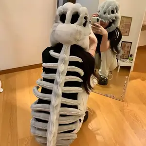 Dinosaur Costume Set, Soft Plush Spine Skull Headband and Bodysuit, Trendy Adult Halloween, Perfect for Parties and Role Play