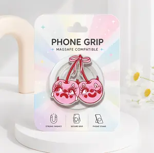 Pink Cherry Evil Phone Grip, Cute Pastel Devil Cherry Phone Holder, Coquette Devil Cherry Magnetic Griptok, Kawaii Y2K Aesthetic Phone Stand, Cherry Pop Socket