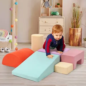 6-Piece Soft Foam Climbing Blocks for Toddlers – Indoor Gym Playset for Crawling, Climbing & Sliding – Waterproof PU Leather, Supports Physical Development – Indoor Playground for Babies & Kids