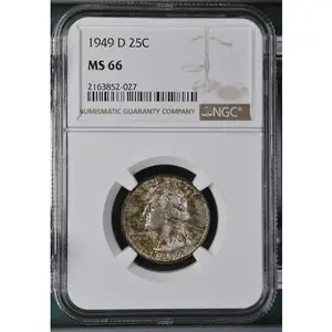 1949 WASHINGTON QUARTER D 25C NGC MS 66 Certified Coin