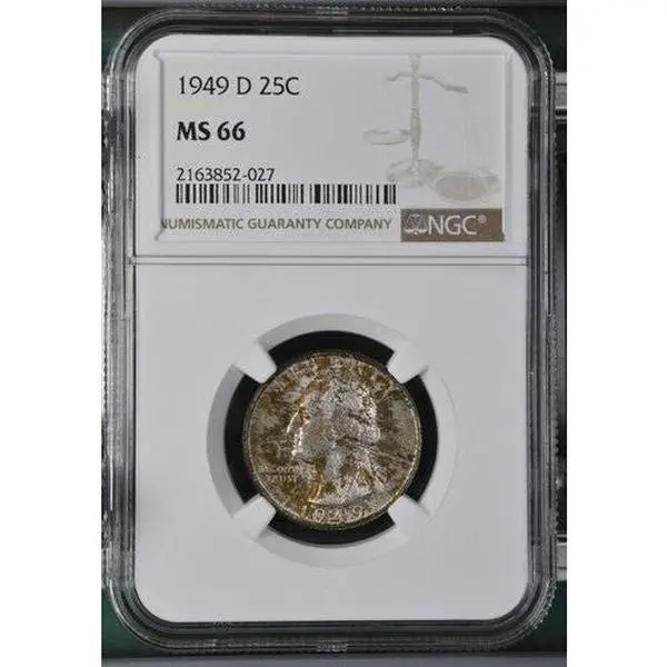 1949 WASHINGTON QUARTER D 25C NGC MS 66 Certified Coin