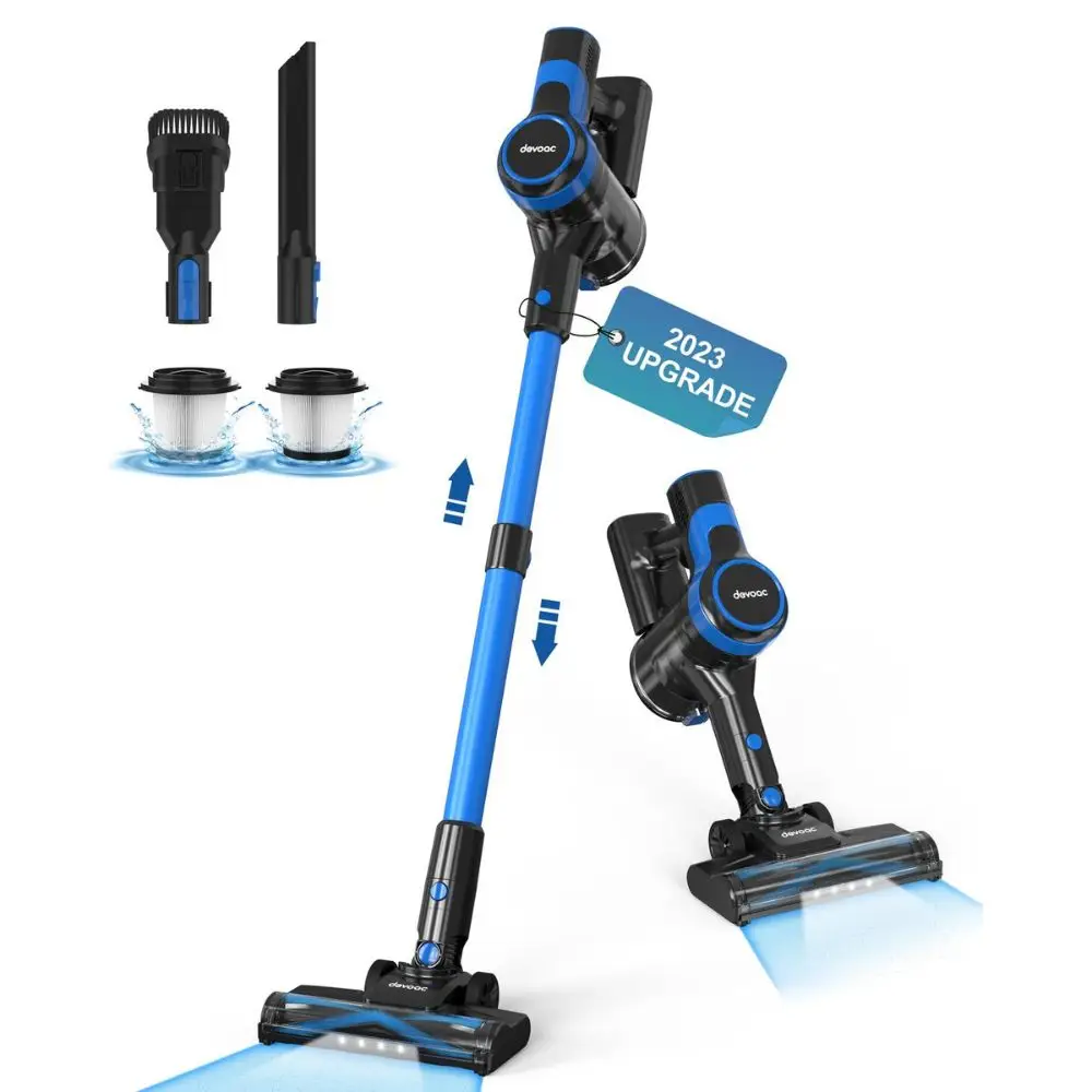 [SeptemberRestock]DEVOAC Cordless Vacuum Cleaner,6 in 1 Ultra-Lightweight Stick Vacuum, 2200mAh Battery,40 mins Runtime, Powerful Handheld Vacuum for