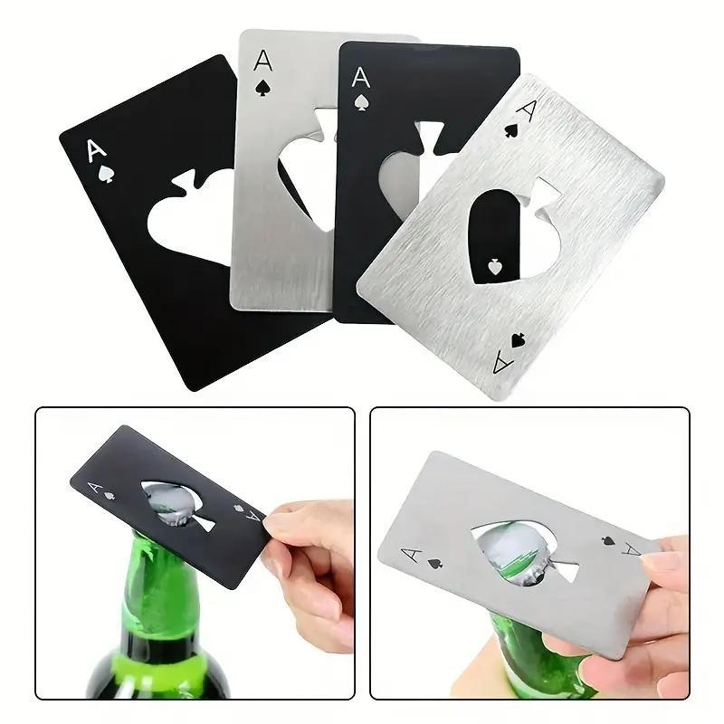 Stainless Steel Poker Shaped Bottle Opener Ace Of Spades Non-slip Manual Beer Opener Compact Design for Wine & Beer Easy Openers Summer Gift