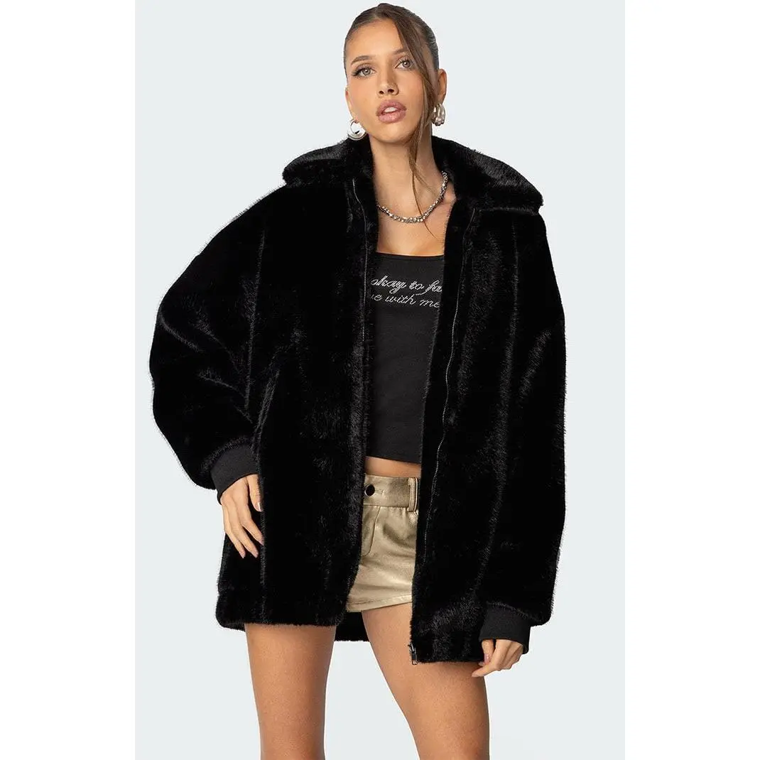 Edikted Women's Taylor Oversized Faux Fur Jacket