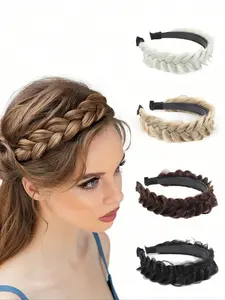 Bohemian Braided Wig Headbands, 4-Piece Set, Non-Slip Grip Teeth Design, Elegant Hair Accessories for Women, Daily & Special Occasions