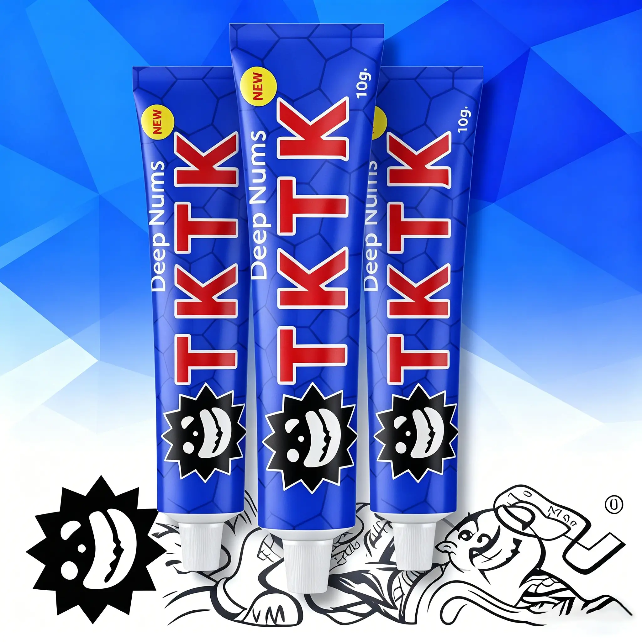 Deep Numbs TKTK-Blue 40% 10g*3PCS Professional Tattoo Kream Painless Soothing Cream for 4-8 Hours Local Relief Maximum Intensity Beauty Personal Care Cosmetic summerwins