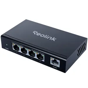 Reolink RLA-PS1E 5-Port Gigabit PoE Switch 65W 4 PoE+ Ports Up to 30W Per Port Extend Mode Recovery Mode Plug & Play for Security Cameras NVR
