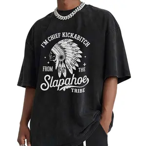 I'M CHIEF KICKABITCH Vintage Washed Graphic Tee, Funny Design Shirt, Unisex Washed Cotton Funny T-Shirt Men and Women Casual Streetwear