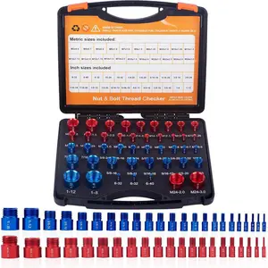 Nut & Bolt Thread Checker Kit for Inspection of Fixed Bolts or Threaded Holes Precision Dual-Sided Steel Gauge Set with Metric & Imperial Sizes