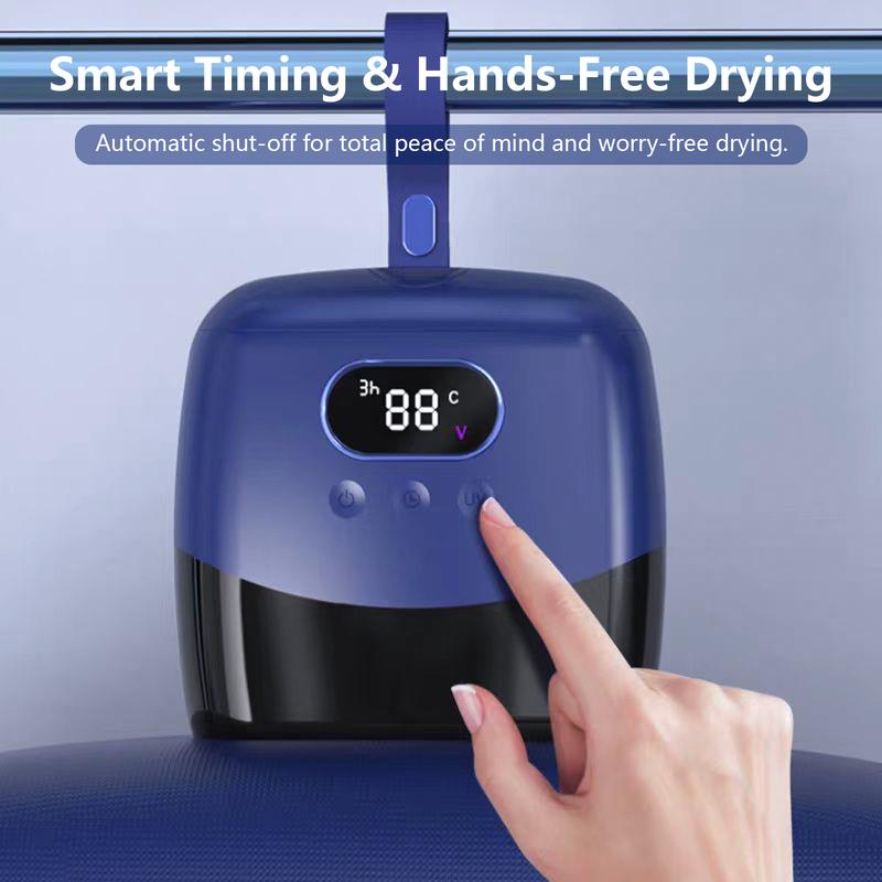 Portable Dryer Mini Dryer Features an adjustable timer and wrinkle-free heating function to quickly dry large quantities of clothes and shoes. Ideal for home, apartment, business trips, and travel use.