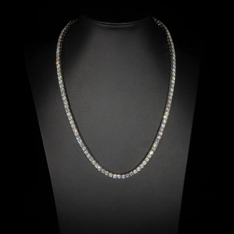 20" 4mm VVS Moissanite Tennis Necklace - Elegant and Sparkling Jewelry Piece