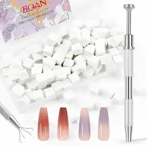 Nail Art Sponges Kit - 100pcs Mini Ombre Sponges with Gripper Pen for Gradient Nail Art, Professional Salon Quality Tools for Beginners & Nail Techs (Silver)