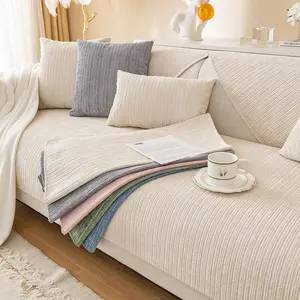 Solid Color Jacquard Chenille Sofa Cover, 1 Count Non-slip Sofa Slipcover, Sofa Protector for Home Living Room, Sofa Protector for 1 to 4 Seat Sofa, Sofa Couch Covers, Washable Sofa Slipcover