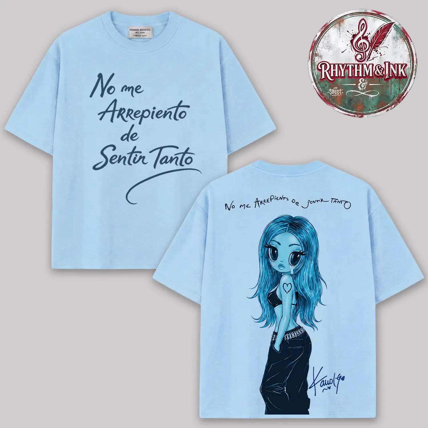 La Bichota "No Me Arrepiento de Sentir Tanto"  Album Merch: Inspired Premium Cotton T-Shirt, Emotional Blue Girl Graphic Tee, Latin Pop Music Album Shirt, Y2K Aesthetic Streetwear, Concert Outfit, Gift for La Bichota Fans
