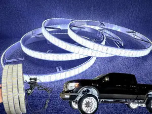 15.5 Inch Pure White LED Wheel Ring Lights Kit Fit for Truck SUV Car, Bluetooth App Control Waterproof Rim Underglow Lights, Tire Well Lighting (4PCS Set)