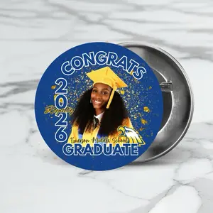 Custom Graduation Button- 3” | 2026 Graduation Pin| Custom Photo Button | Personalized Keepsake