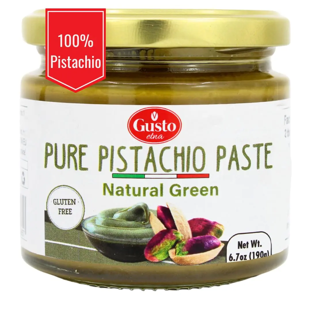 Gusto Etna 100% Pistachio Paste – Natural Green Color – Unsweetened – 172 g (6.07 oz)