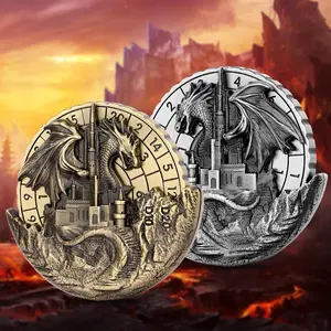 Dragon & Castle Pattern Polyhedral Dice Set, 7 in 1 Dnd Metal Dice Set, Desktop Game, Role Playing Board Game Accessories, Gift for Friends
