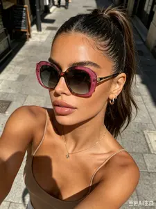 Women's Fashionable Tortoiseshell Sunglasses, Large Frame Metal Temple, UV Protection, Casual Street Style, Perfect for Daily Use