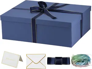 Large  Box 16.5x13x5.5 inches,Blue Boxes for Presents,Birthday,Valentine's Day,Mother's Day,Christmas,Anniversary.