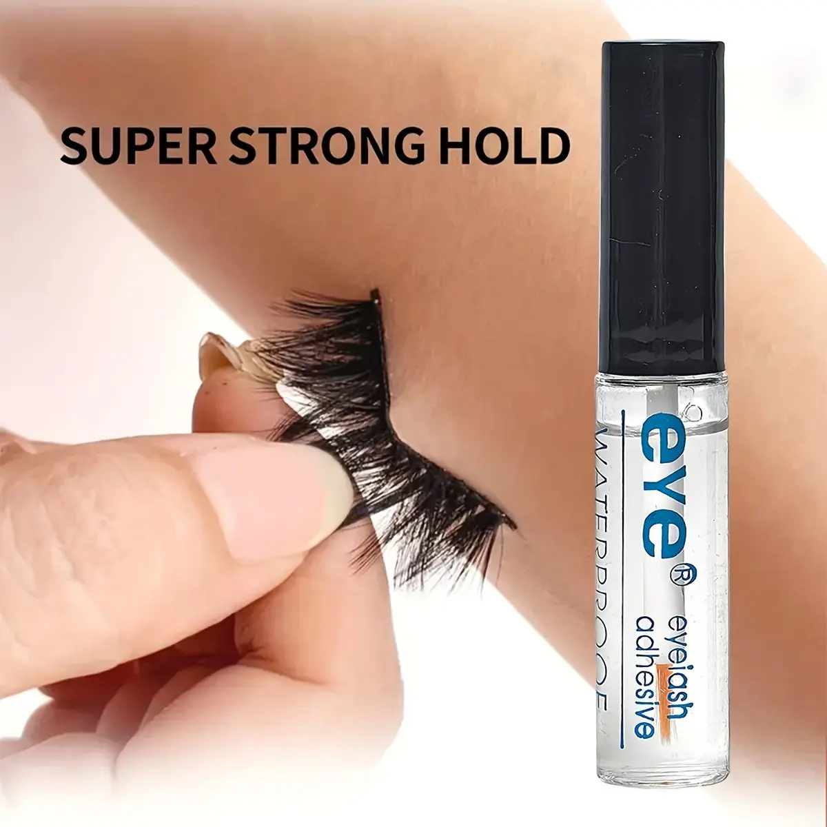 Waterproof Long-Lasting Eyelash Glue, Sulfate-Free, Compatible with Carbon Fiber, Natural Allergy-Free Brush Head, for False Lashes and Extensions