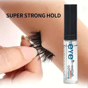 Waterproof Long-Lasting Eyelash Glue, Sulfate-Free, Compatible with Carbon Fiber, Natural Allergy-Free Brush Head, for False Lashes and Extensions