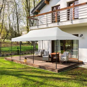 10x30Ft Pop Up Canopy Tent, Commercial Instant Canopy with Roller Bag, Sand Bags, Wind Ropes and Ground Nails, Outdoor Canopies for Festival, Event, White