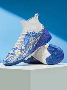 Unisex Black - Silver Contrast High - top Football Shoes, Personalized Texture Design, Breathable and Wear - resistant Upper, Strong Grip Studs for Better Field Performance, Ideal for Football Training and Matches, Soccer Cleats, Soccer Shoes