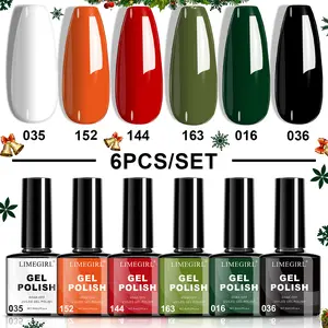 LIMEGIRL 6pcs Gel Polish Set 6 Vibrant Colors UV Gel Nail Polish Red Blue Green Hema TMPTA TPO 3-free All Seasons NailGel for Christmas Gift Women Girls