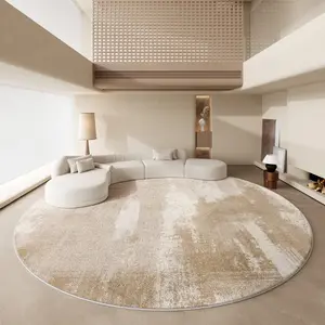1 Piece of Cream Style Carpet Modern Indoor Rug Minimalist Rug Large Area Round Living Room Decoration Fluffy and Soft Bedroom Bedside Marble Texture Pattern Lounge Plush, Thickened Non-slip Entrance Door Mat Home Decor