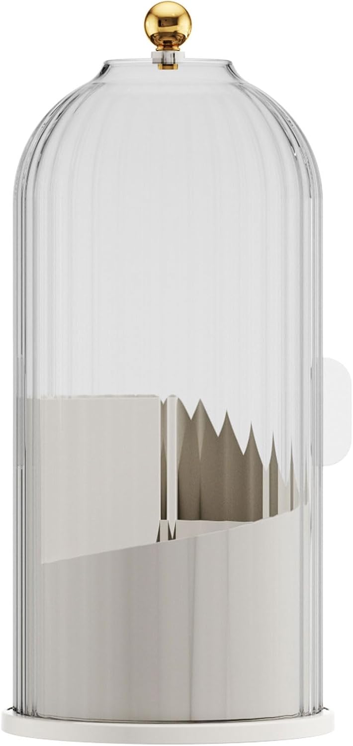 Makeup Brush Holder with Lid 360 Rotating Clear Dustproof Make Up Organizers for Vanity Bathroom Countertop, Transparent | with Lid, 360 Rotating, Dustproof