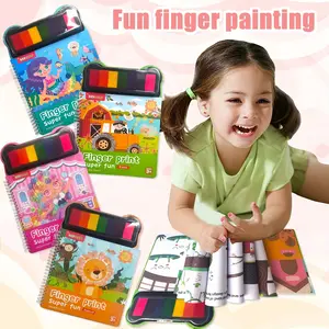 Teeny Baby Coloring Book Set, 4 Books Kids Finger Painting Activity Kit, Mess-Free Ink Wash Art Supplies, Gift Ideas