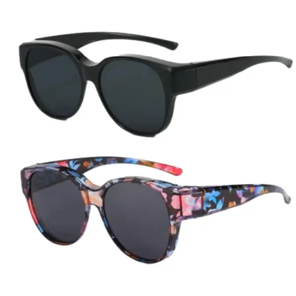 2PCS Polarized Fit Over Sunglasses for Women, Trendy Sun Glasses Over Prescription Glasses UV400 Protection