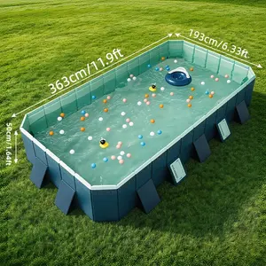 S9262738435thickened frame-style non-inflatable swimming pool (11.9 x 6.33 x 1.64 FT) is ideal for summer cooling off, swimming, parties, and leisure activities. Suitable for homes, backyards, outdoor areas, gardens, and other similar spaces.