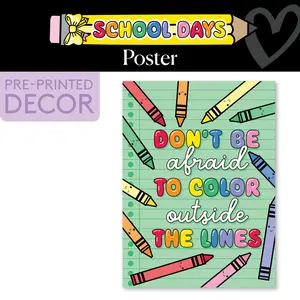 Color Outside The Lines Bright Rainbow Classroom Poster | School Days
