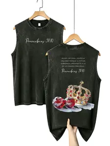 Proverbios 31:10 Mujer Virtuosa Crown Acid Wash Tank Spanish Christian Ruby Jewel Sleeveless Shirt Vintage Faith Based Apparel for Women tiktokshopspringglowup clothes Grunge Graphic Album good tees