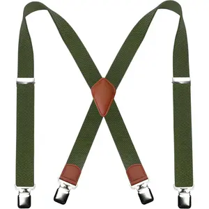 Mens Suspender with Very  Metal Clips 3.8cm Wide Heavy Duty Suspender