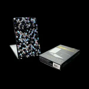 Black & Luminous Crystal AB Slay Square Pocket Mirror