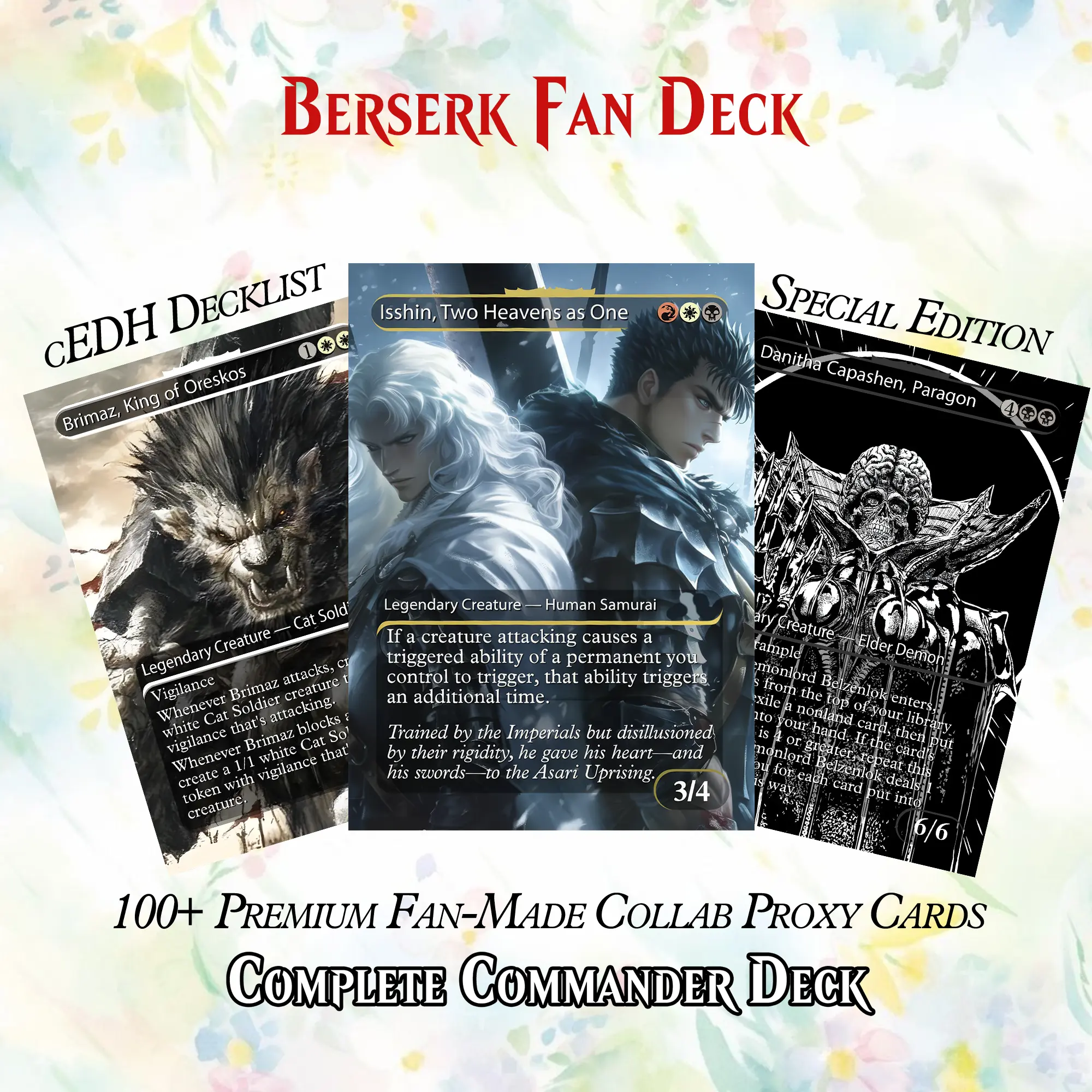 Berserk Anime-Inspired Gothic Drama Fan-Made MTG Proxy Commander Deck - Sturdy 116+ Dark Fantasy Cards, HD Detail Crimson Art, Collectible Box for EDH Card Collectors & Tabletop Play (The Struggler Themed)