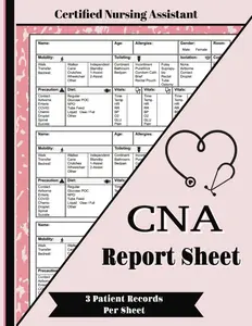 CNA Report Sheet Notebook: Marble Pink Nurse Brain Sheet for Organizing Shift Notes and Assessments of ICU, Floor, and Med-Surg Patients