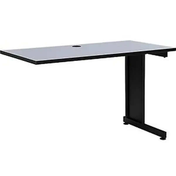 Global 695215GY Laminate Office Desk - 48 in. Right-Handed Return Table, Gray, Assembly Required, Scratch Resistant, with Storage