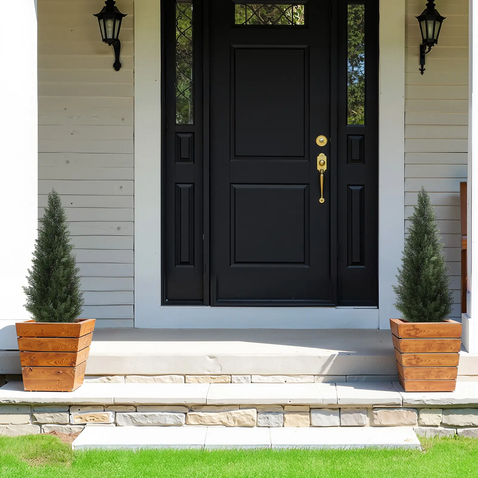 DR.Planzen Modest Multi-Size 3/4/5FT Synthetic Decorative Cedar Tree Set of 2, Lifelike UV-Resistant Foliage Faux Plant, Indoor/Outdoor Porch Aesthetic Home Decor