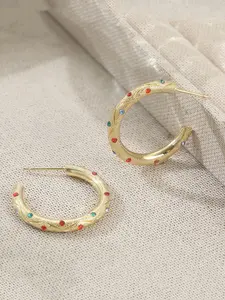 Luxurious, Retro and Multi-colored Golden Color Hoop Earrings, Elegant and Refined Women's Jewelry, Trendy Jewellery Accessories, Christmas Commemorative Gift