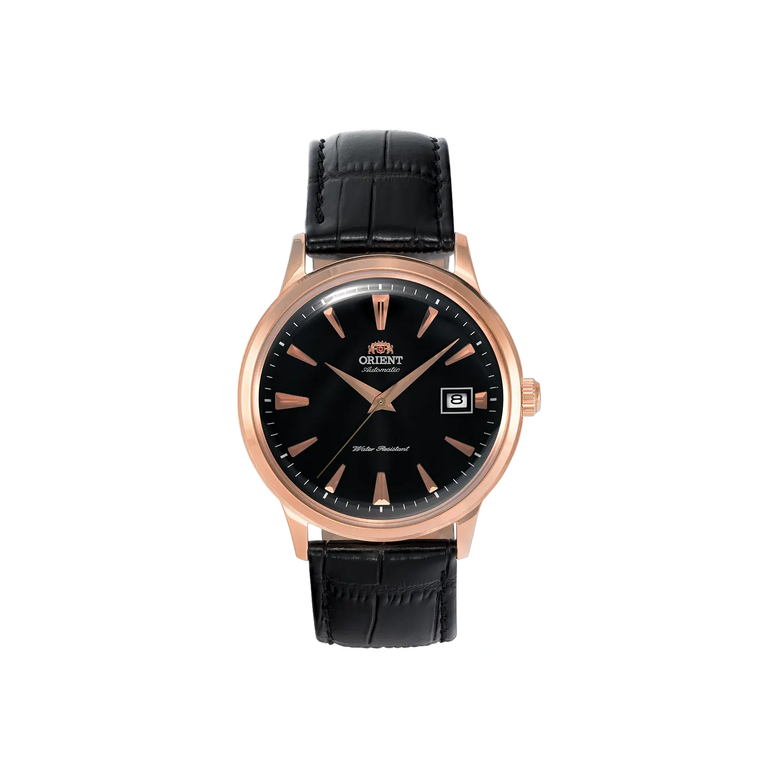 Orient Bambino Version 1 Unisex Fully Automatic Analog Watch - 40.5mm Stainless Steel Case, Black Dial with Date Dial, Leather Band, TAC00001B0, Fully Automatic Watch