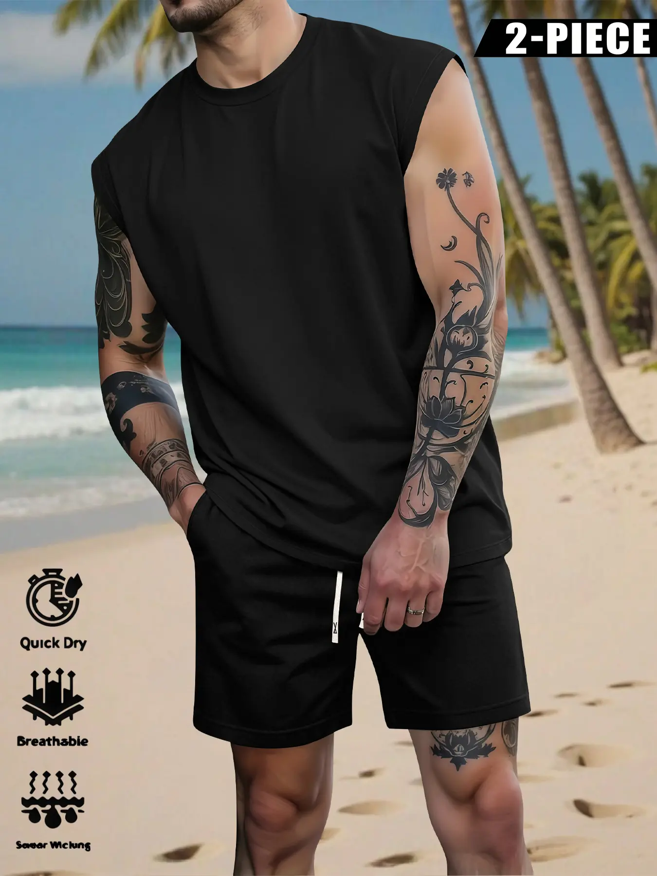 Men’s Trendy Y2K Streetwear Tank Top & Shorts Set, Soft Skin-Friendly Fabric, Perfect for Evening Walks, Gym Workouts, Basketball, Beach Surfing, Dates & All Kinds of Summer Outdoor Activities