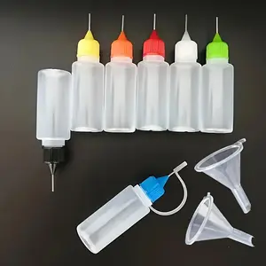 8pcs Precision Tip Applicator Bottles, 0.34oz, Durable Plastic - 6 Random Colors, Includes 2 Mini Funnels for DIY Crafts, Painting, Ink, Acrylic Art, Acrylic Art Kit, Artist Supplies